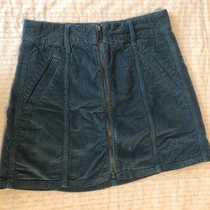 Blue Corduroy Zip Up Skirt